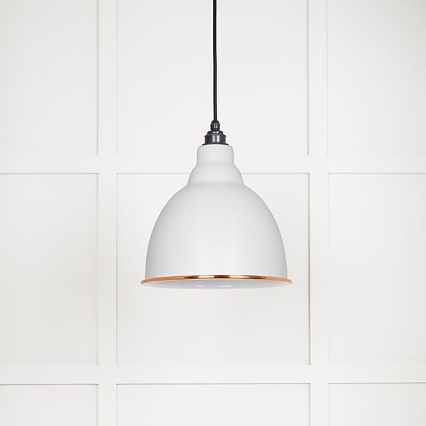 White Gloss Brindley Pendant in Flock
