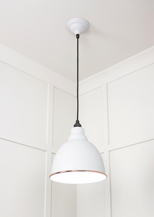 White Gloss Brindley Pendant in Flock