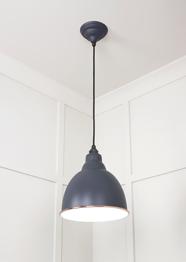 White Gloss Brindley Pendant in Slate