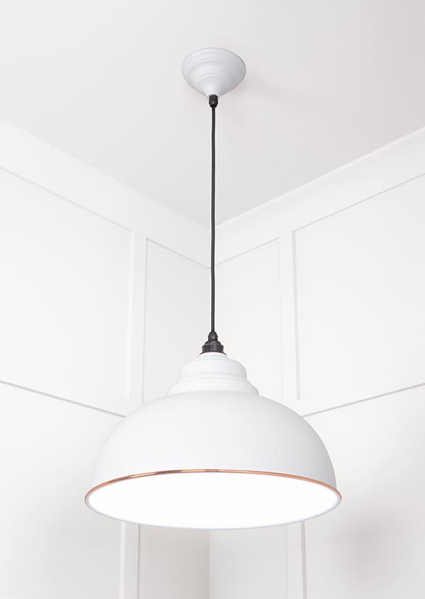 White Gloss Harborne Pendant in Flock