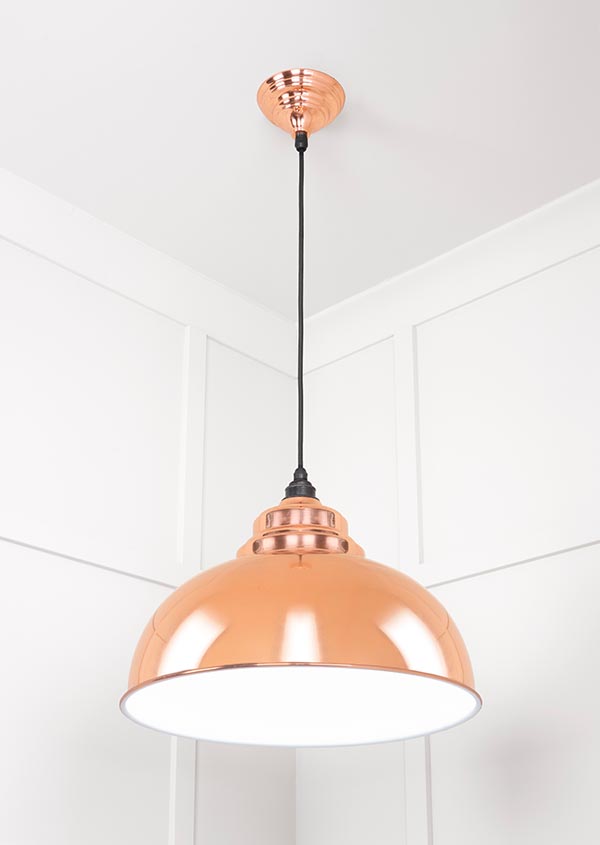 White Gloss Harborne Pendant in Copper