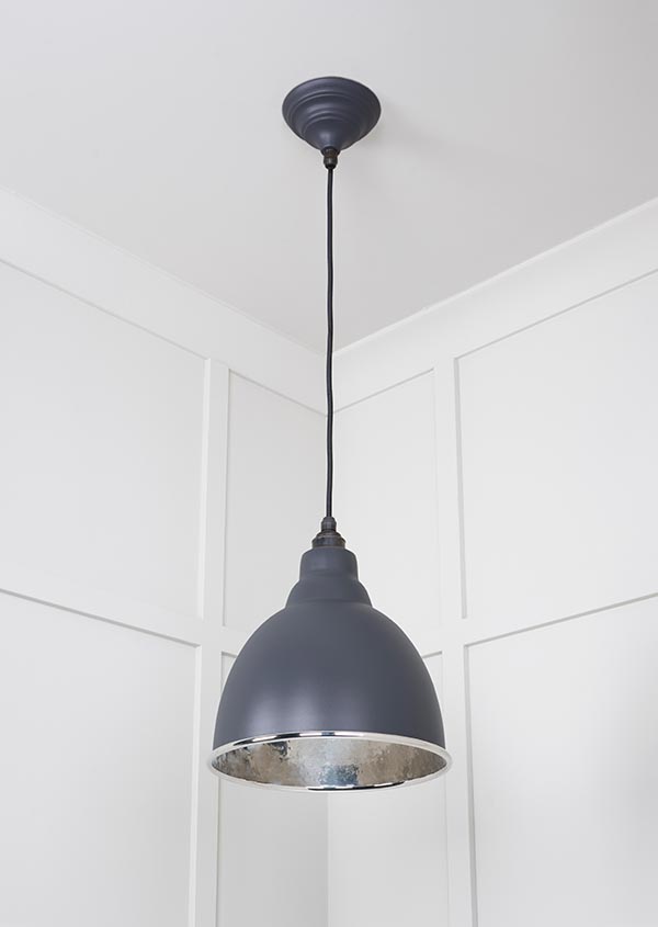 Hammered Nickel Brindley Pendant in Slate