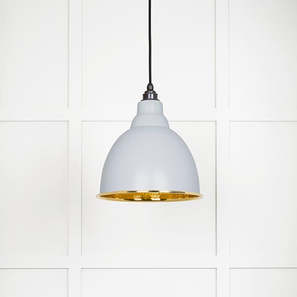 Hammered Brass Brindley Pendant in Birch
