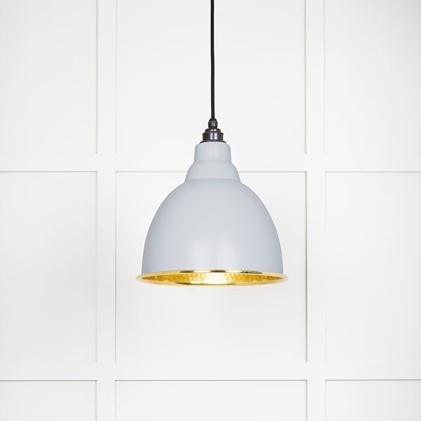 Hammered Brass Brindley Pendant in Birch