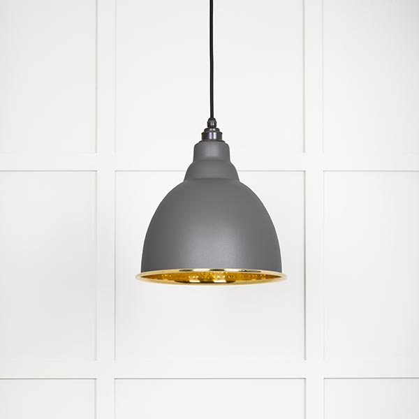 Hammered Brass Brindley Pendant in Bluff