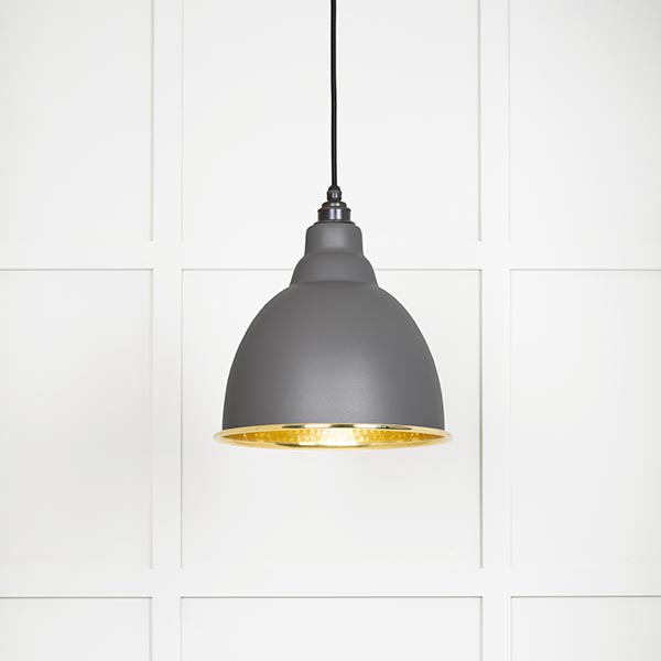 Hammered Brass Brindley Pendant in Bluff