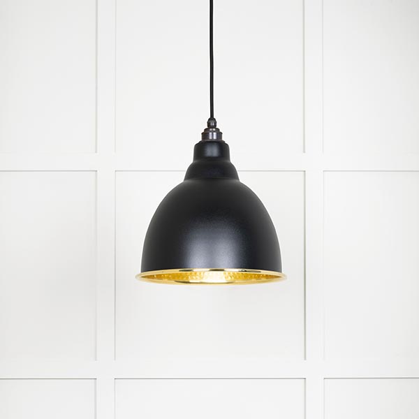 Hammered Brass Brindley Pendant in Elan Black
