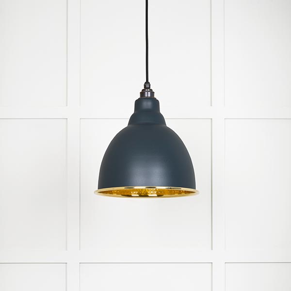 Hammered Brass Brindley Pendant in Soot