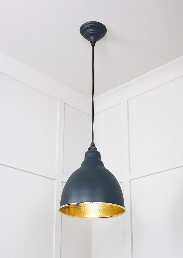 Hammered Brass Brindley Pendant in Soot