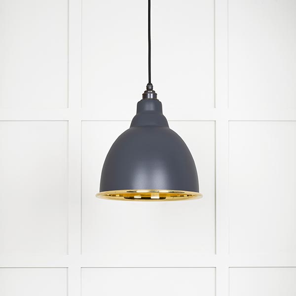 Smooth Brass Brindley Pendant in Slate