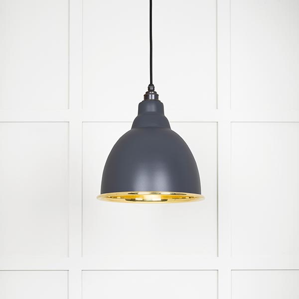 Smooth Brass Brindley Pendant in Slate