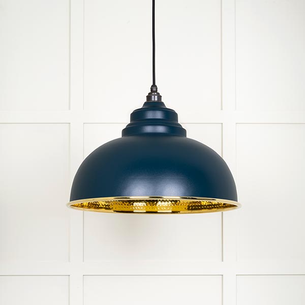 Hammered Brass Harborne Pendant in Dusk