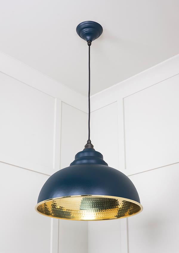 Hammered Brass Harborne Pendant in Dusk