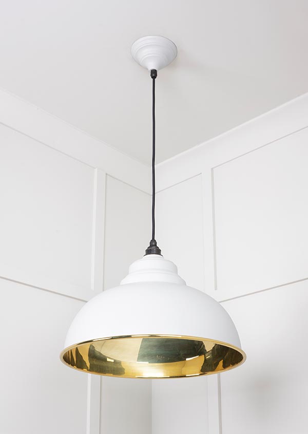 Smooth Brass Harborne Pendant in Flock