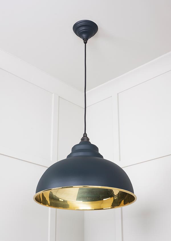 Smooth Brass Harborne Pendant in Soot