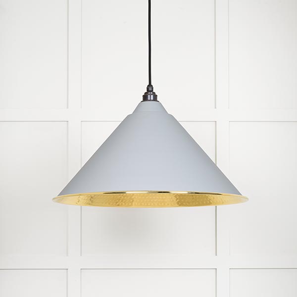 Hammered Brass Hockley Pendant in Birch