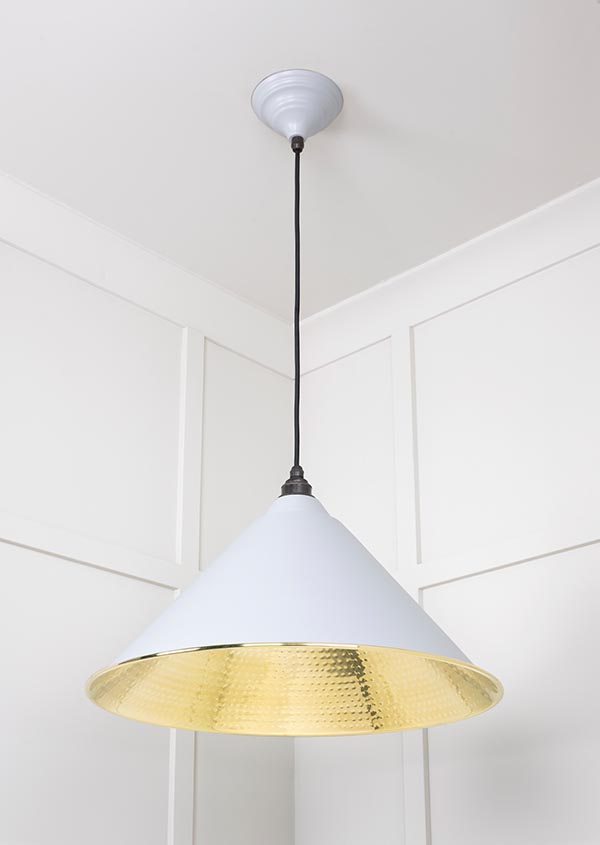 Hammered Brass Hockley Pendant in Birch