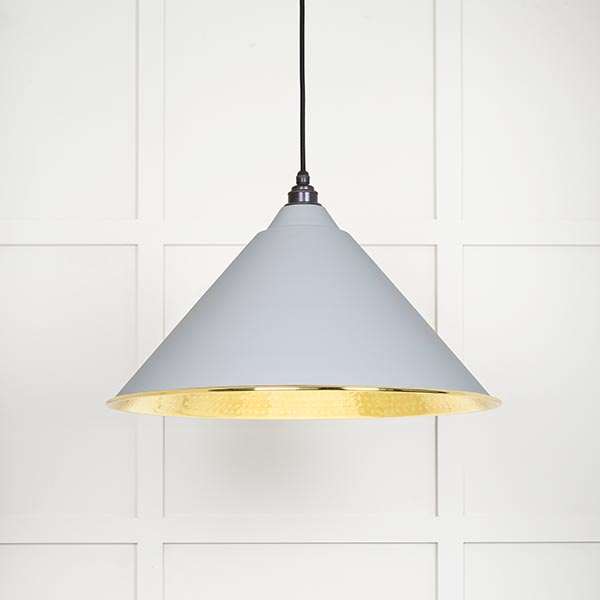 Hammered Brass Hockley Pendant in Birch