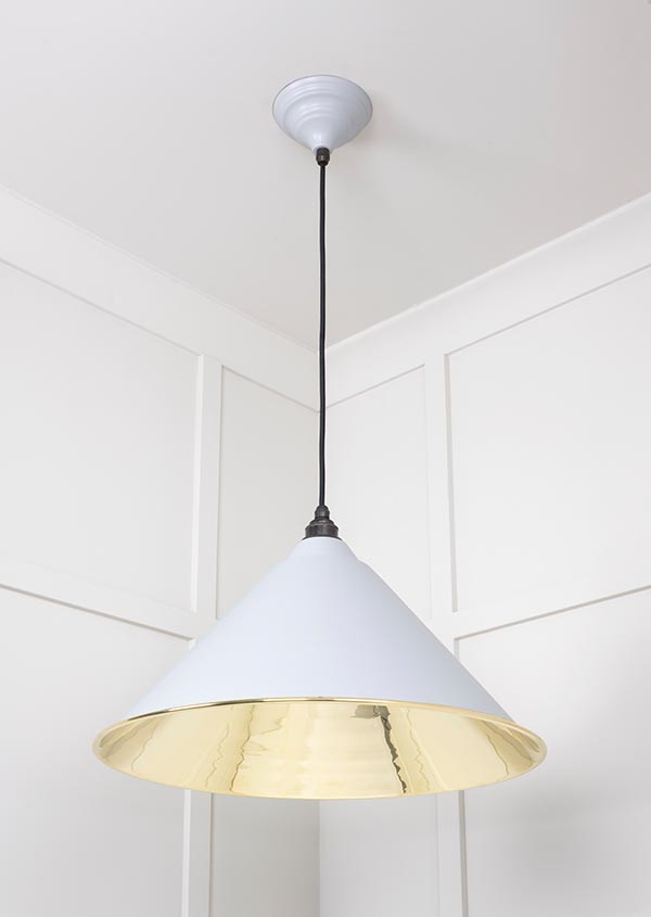 Smooth Brass Hockley Pendant in Birch