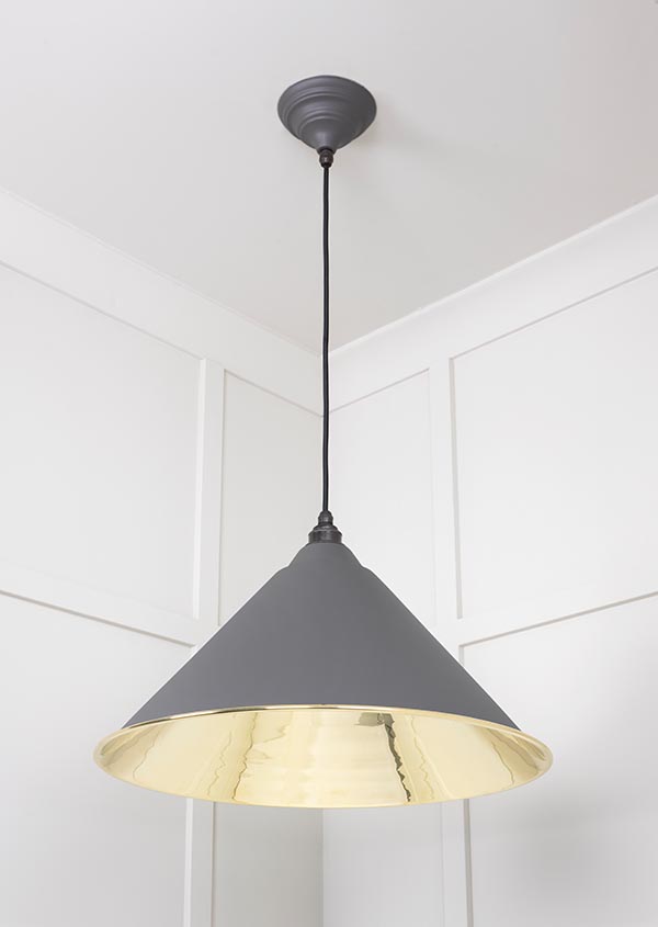 Smooth Brass Hockley Pendant in Bluff