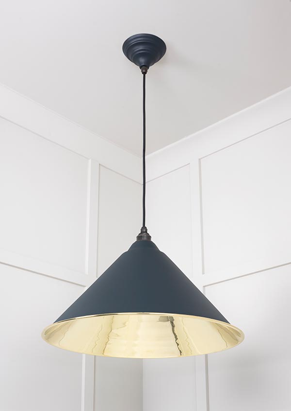 Smooth Brass Hockley Pendant in Soot