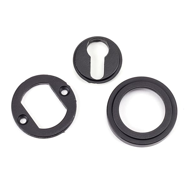 Matt Black Round Euro Escutcheon (Art Deco)