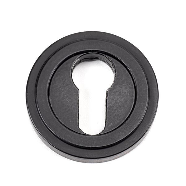 Matt Black Round Euro Escutcheon (Art Deco)