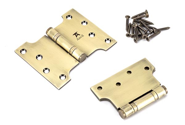 Aged Brass 4" x 3" x 5"  Parliament Hinge (pair) ss