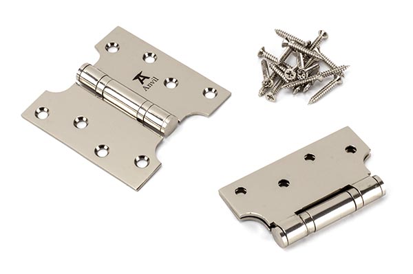 Polished Nickel 4" x 2" x 4"  Parliament Hinge (pair) ss