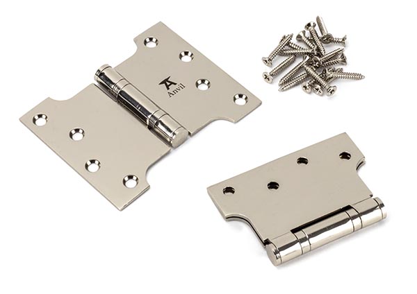 Polished Nickel 4" x 3" x 5"  Parliament Hinge (pair) ss