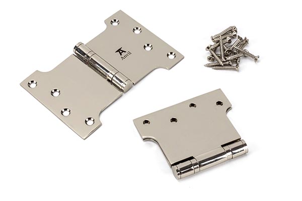 Polished Nickel 4" x 4" x 6"  Parliament Hinge (pair) ss
