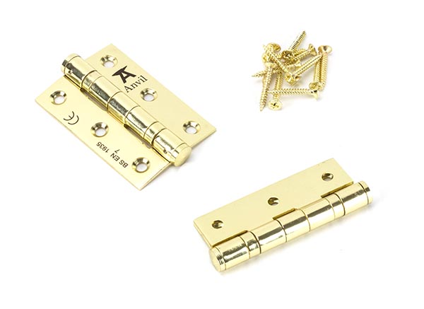 Polished Brass 3" Ball Bearing Butt Hinge (pair) ss