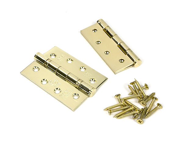 Polished Brass 4" Ball Bearing Butt Hinge (pair) ss