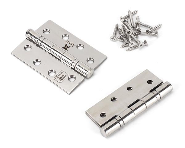 Polished SS 4" Ball Bearing Butt Hinge (pair)