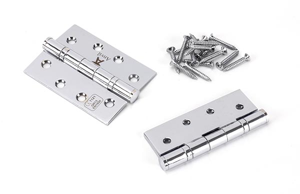 Polished Chrome 4" Ball Bearing Butt Hinge (pair) ss