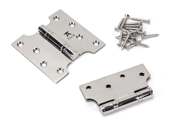 Polished SS 4" x 2" x 4"  Parliament Hinge (pair)