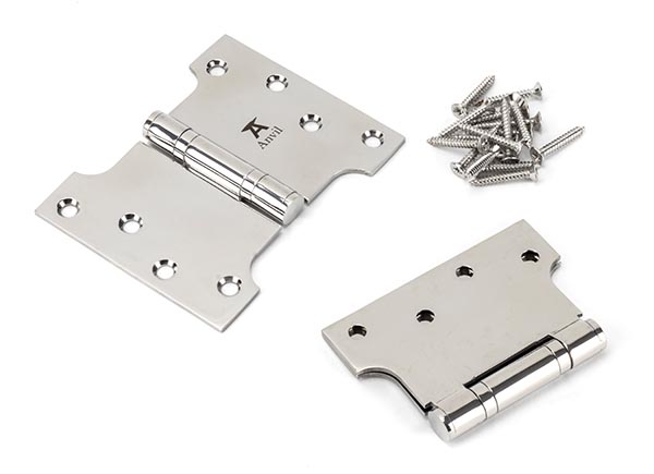Polished SS 4" x 3" x 5"  Parliament Hinge (pair)
