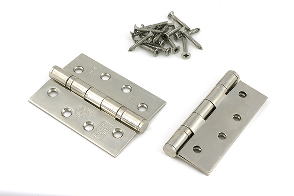 Polished Nickel 4" Ball Bearing Butt Hinge (pair) ss