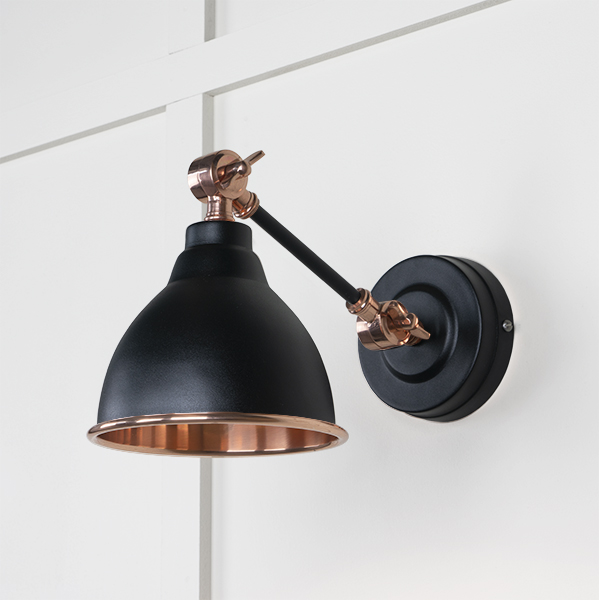 Smooth Copper Brindley Wall Light in Elan Black