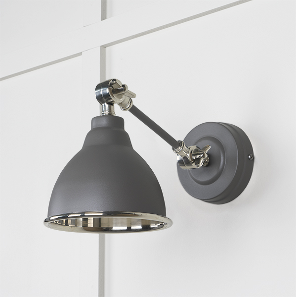 Smooth Nickel Brindley Wall Light in Bluff