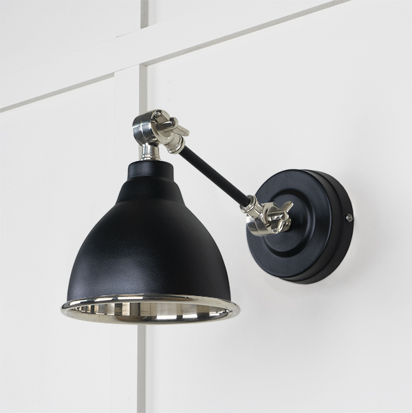 Smooth Nickel Brindley Wall Light in Elan Black