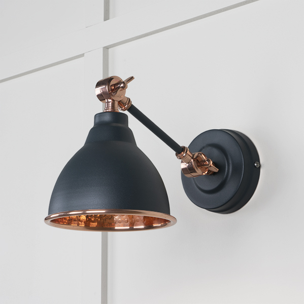 Hammered Copper Brindley Wall Light in Soot