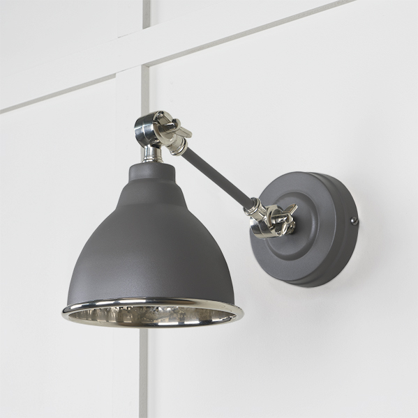 Hammered Nickel Brindley Wall Light in Bluff