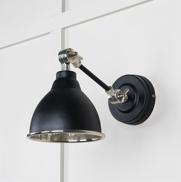 Hammered Nickel Brindley Wall Light in Elan Black