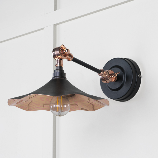 Smooth Copper Flora Wall Light in Elan Black