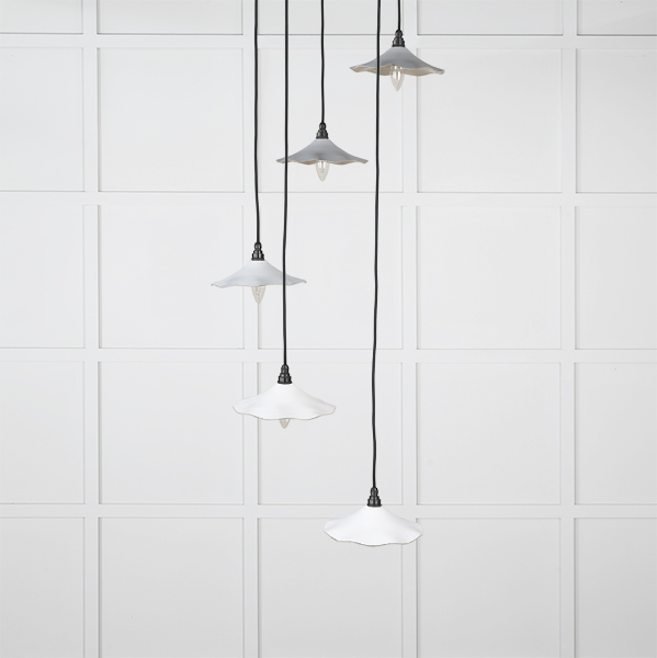 Smooth Nickel Flora Cluster Pendant in Flock