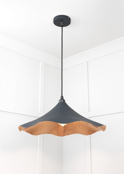 Smooth Copper Flora Pendant in Soot