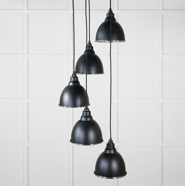 Hammered Nickel Brindley Cluster Pendant in Elan Black