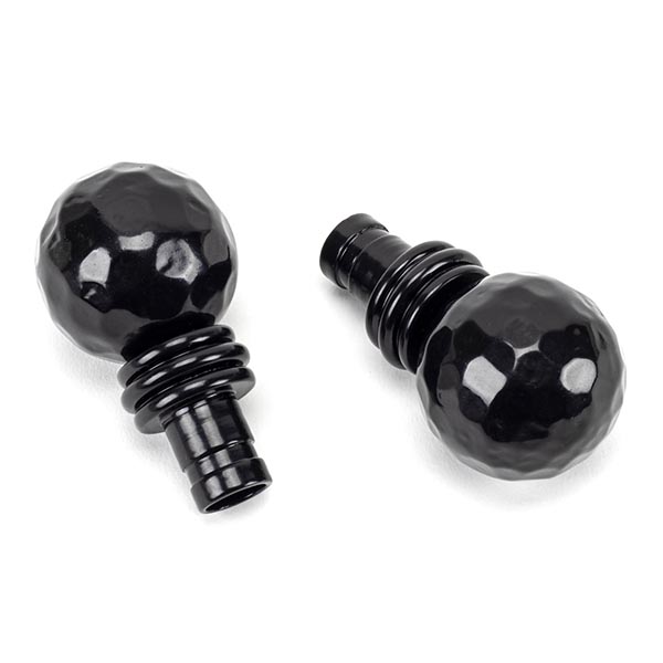 Black Hammered Ball Curtain Finial (pair)