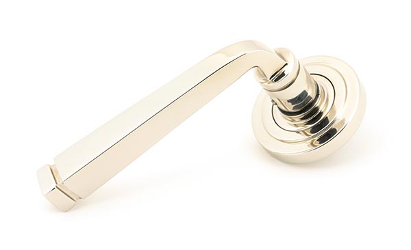 Polished Nickel Avon Round Lever on Rose Set (Art Deco) - Unsprung